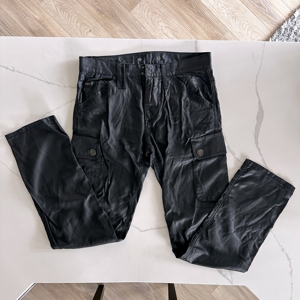 Armani Exchange Faux leather pants, size 32, these are used but still life left!